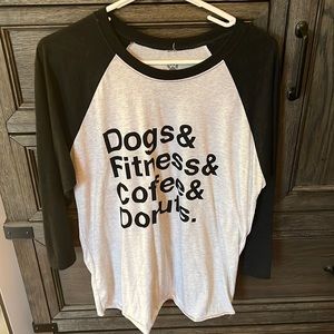 Wags and Weights Dogs and Fitness and Coffee and Donuts shirt